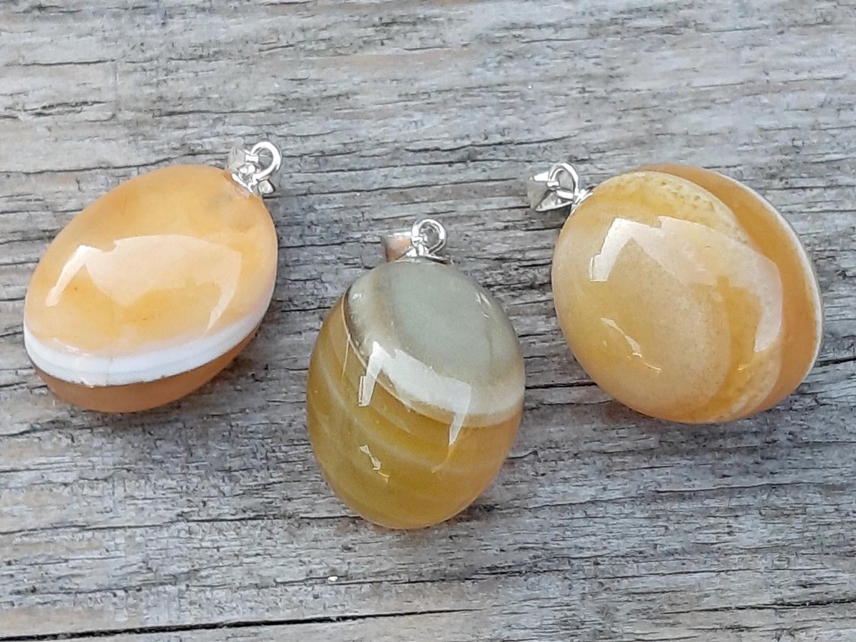 Edelsteen gele Agaat hanger - 925 sterling zilver